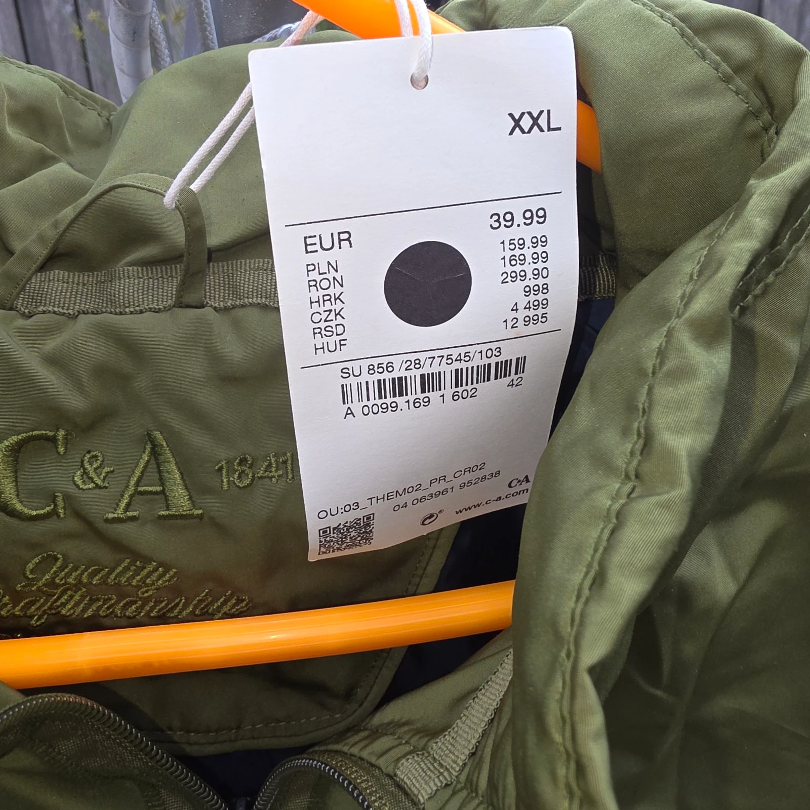 New with tags! Men's green jacket C&A - Size XXL - Olive green / Khaki – photo 2